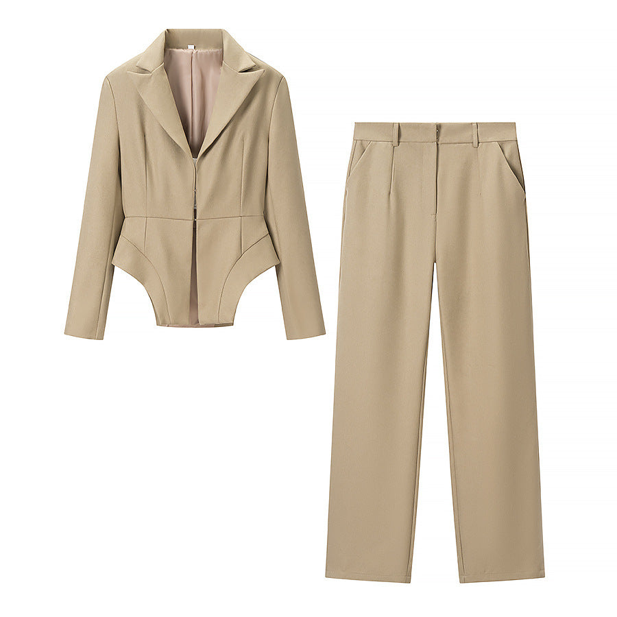Women's Tailored Blazer with Peplum Cut and Asymmetrical Hem Mune Fashion