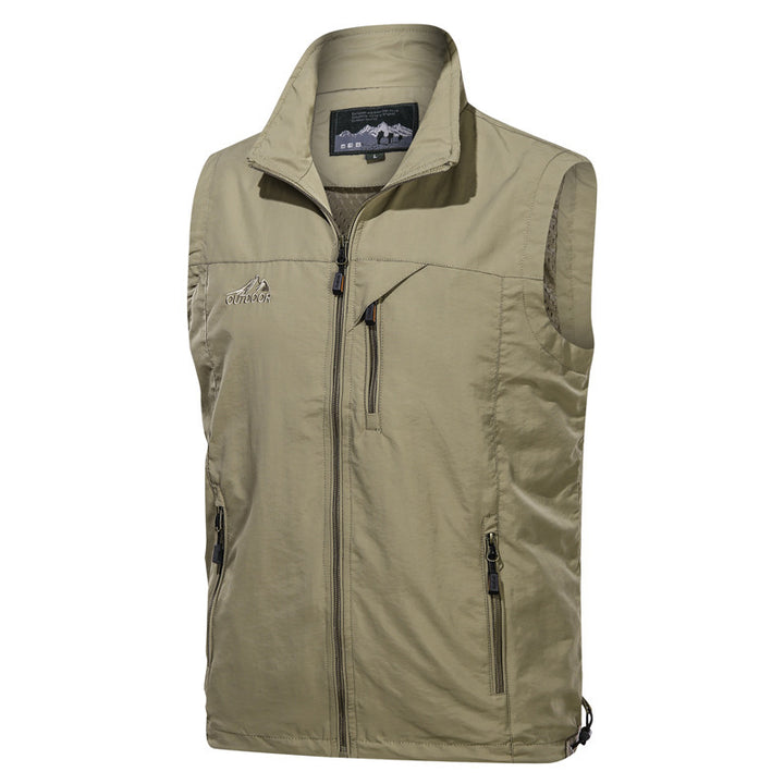 Men's Lightweight Windproof Outdoor Vest with Stand-Up Collar and Multi-Pocket Zipper Pockets Mune Fashion