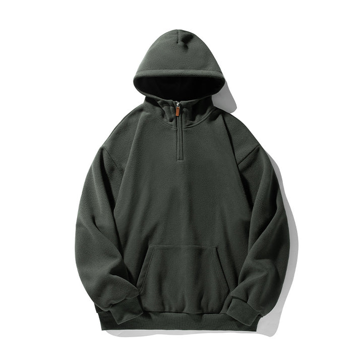 Unisex Thermo-Fleece-Hoodie in Boxy Cut with Half Zip and Kangaroo Pocket Mune Fashion