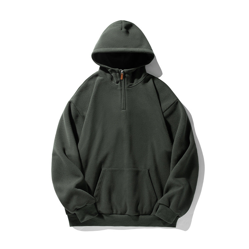 Unisex Thermo-Fleece-Hoodie in Boxy Cut with Half Zip and Kangaroo Pocket Mune Fashion
