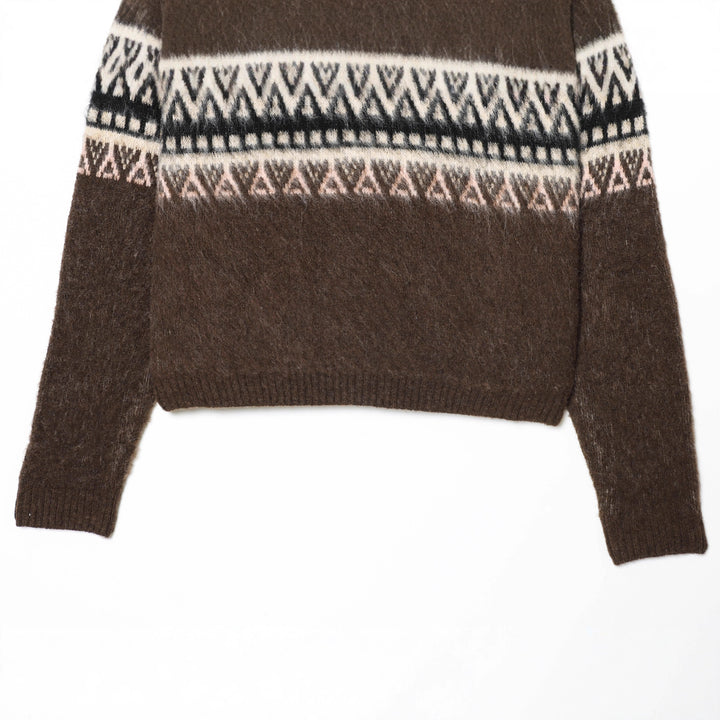 Women's Norwegian pullover made of mohair blend with round neckline, loose fit and jacquard pattern Mune Fashion