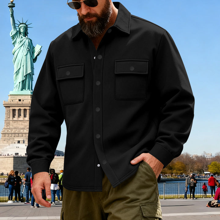 Men's casual shirt jacket made of cotton blend with applied chest pockets Mune Fashion