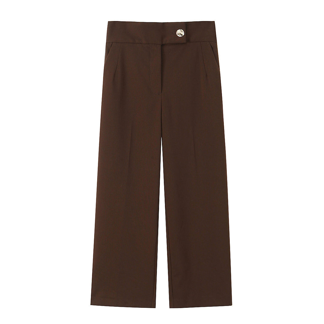 Women’s Wide Trousers with High Waist, Crease and Straight Leg Mune Fashion