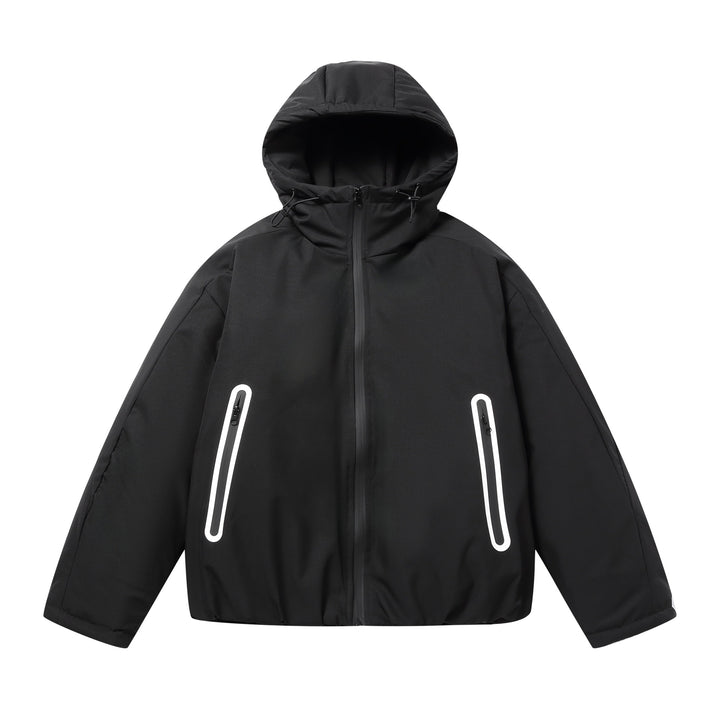 Unisex Short Boxy Weatherproof Puffer Jacket with Hood and Sealed Zippers Mune Fashion
