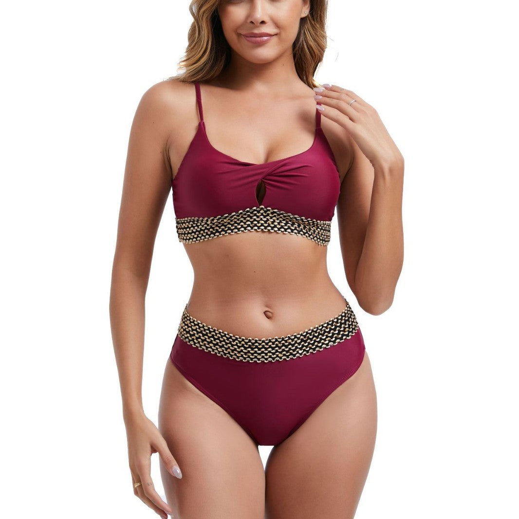 Women's high-waisted bikini set with decorative knot detail Mune Fashion