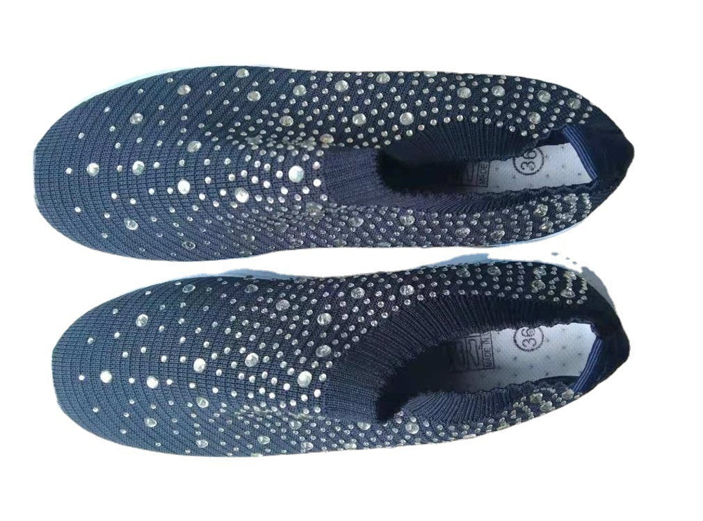 Women's Elastic Sock Sneaker with Rhinestone Studs, Breathable Knit Shaft and Cushioning Comfort Sole Mune Fashion