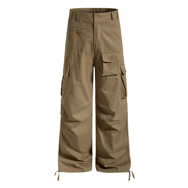 Women's wide cargo pants in utility style with multifunctional pockets and hem drawstring Mune Fashion