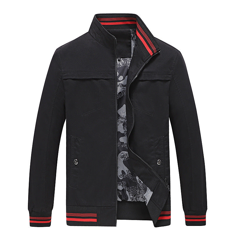 Men's leisure jacket with stand-up collar, ribbed cuffs and camouflage lining Mune Fashion