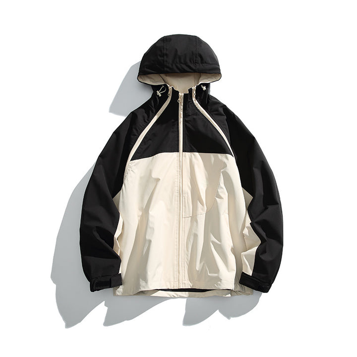 Unisex Lightweight two-tone wind and rain jacket with hood, water-repellent shell and adjustable hem Mune Fashion