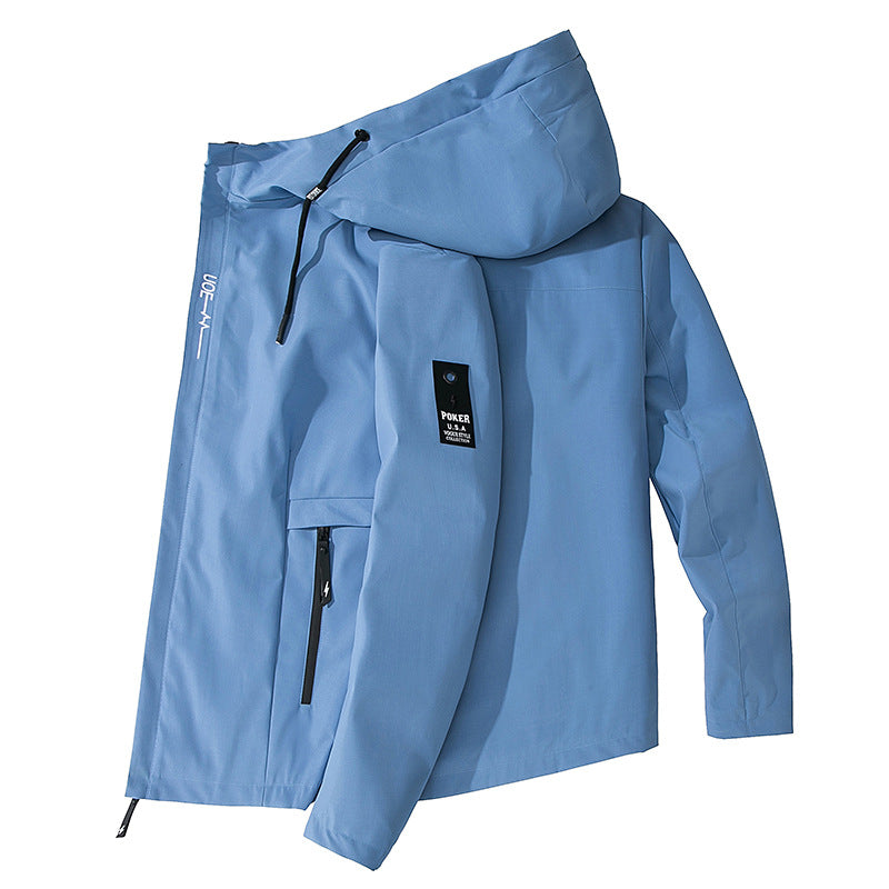 Men's Lightweight Water-Repellent Tech Hoodie Jacket with Hood, Zipper Pockets and Adjustable Hem Mune Fashion