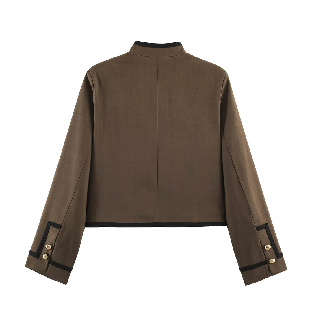 Women's jacket inspired by Chinese design with stand-up collar and decorative cord buttons Mune Fashion