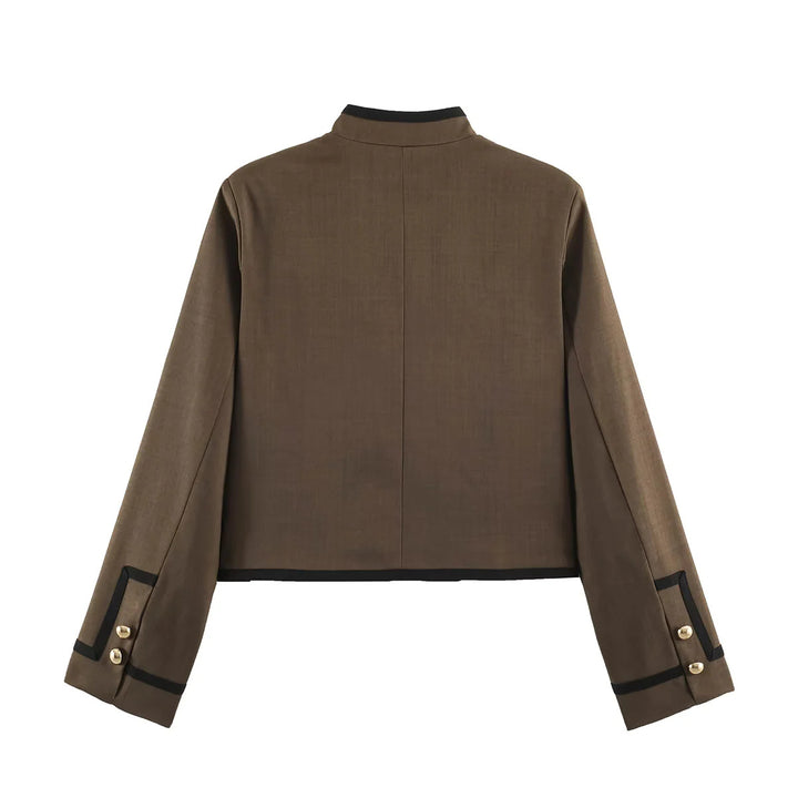 Women's jacket inspired by Chinese design with stand-up collar and decorative cord buttons Mune Fashion