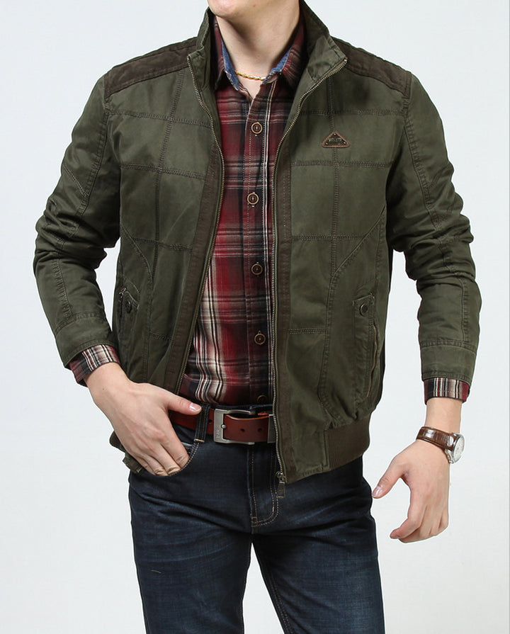 Men's utility bomber jacket with quilted look, zipper and ribbed cuffs Mune Fashion