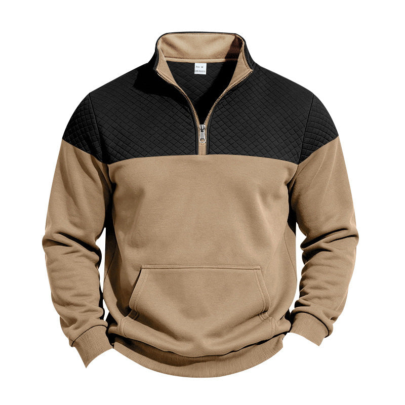 Men's half-zip sweatshirt with quilted shoulder yoke and kangaroo pocket Mune Fashion