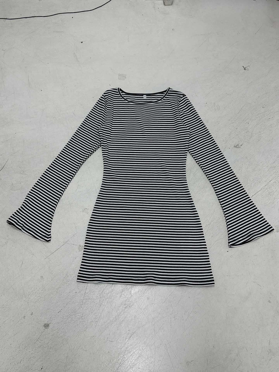 Women's tailored ribbed mini dress with boat neckline and flared sleeves Mune Fashion