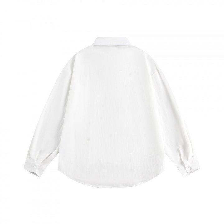 Unisex Oversize Lightweight Structured Cotton Shirt with Chest Pocket and Rounded Hem Mune Fashion