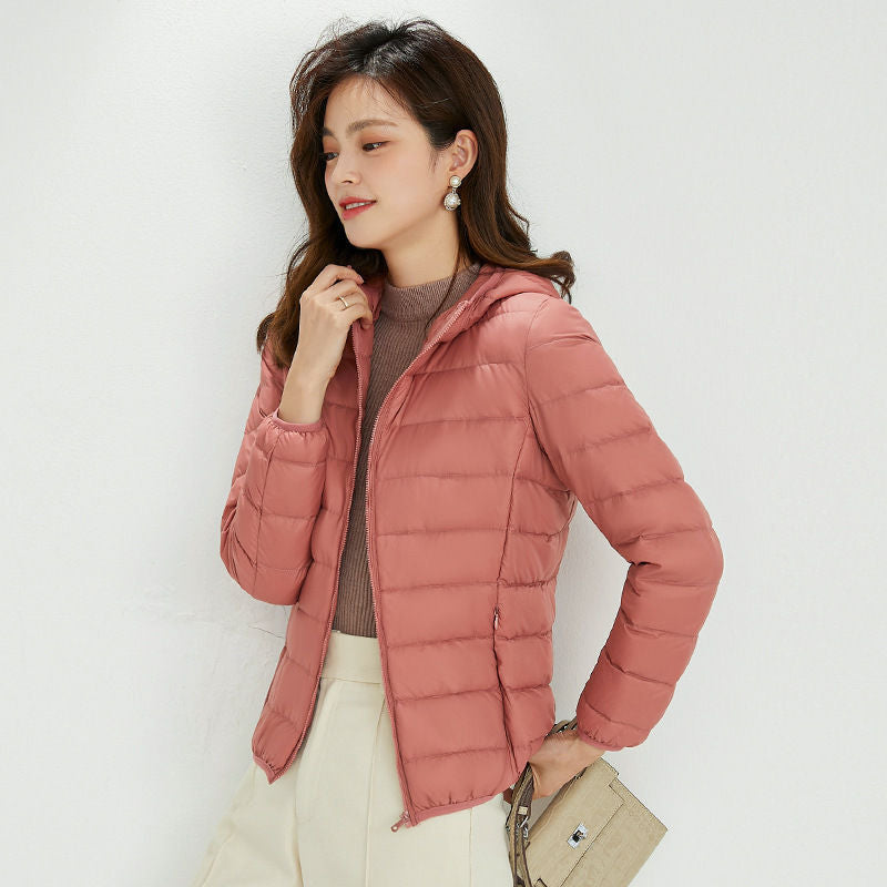 Women's Ultra-light Quilted Hooded Jacket with Ultra-flat Thermal Wadding Mune Fashion