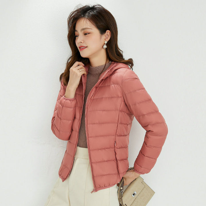 Women's Ultra-light Quilted Hooded Jacket with Ultra-flat Thermal Wadding Mune Fashion