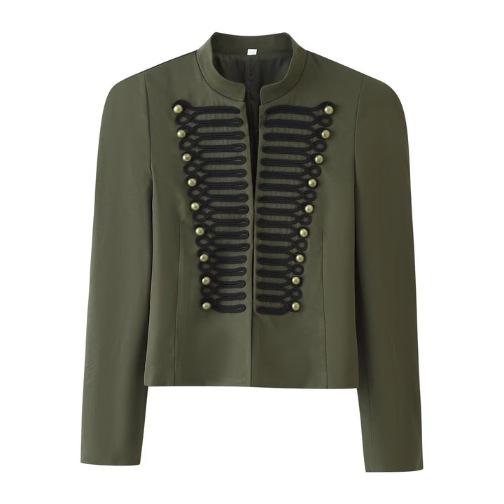 Women's short jacket in military style with decorative cords Mune Fashion