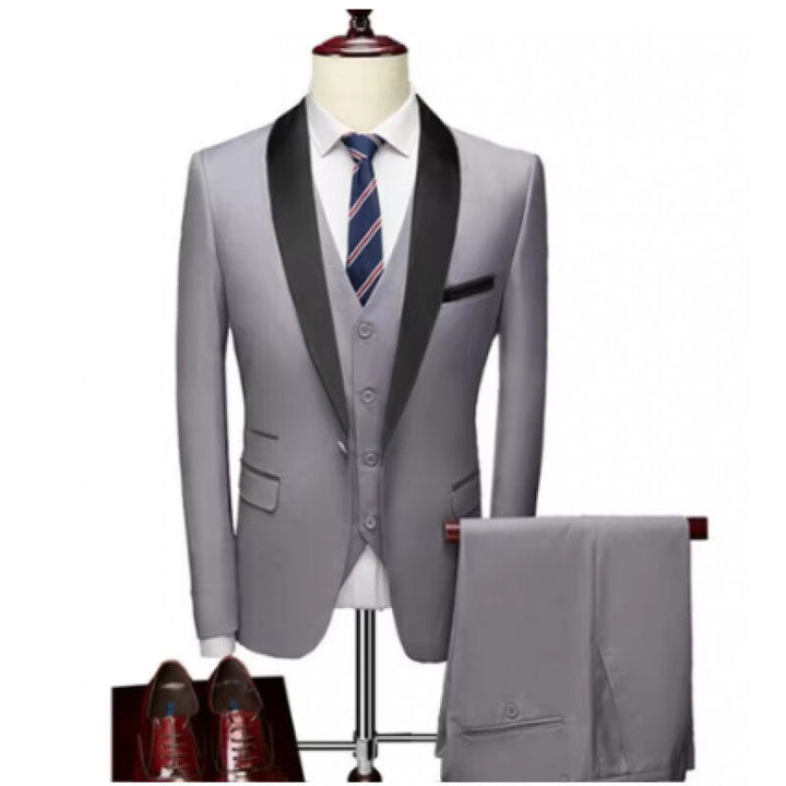 Men's tailor-made tuxedo with shawl collar, vest, and elegant evening trousers Mune Fashion