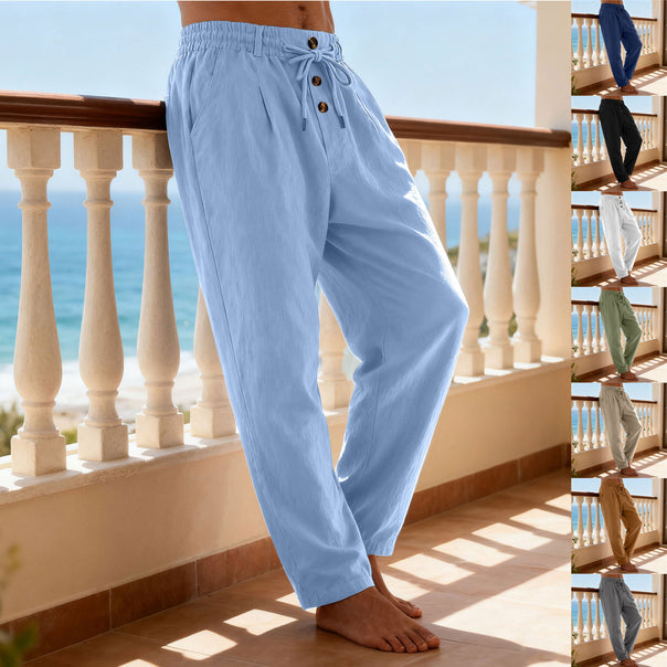 Men's nano lightweight lounge pants with elastic drawstring waistband, drawstring and decorative button placket Mune Fashion