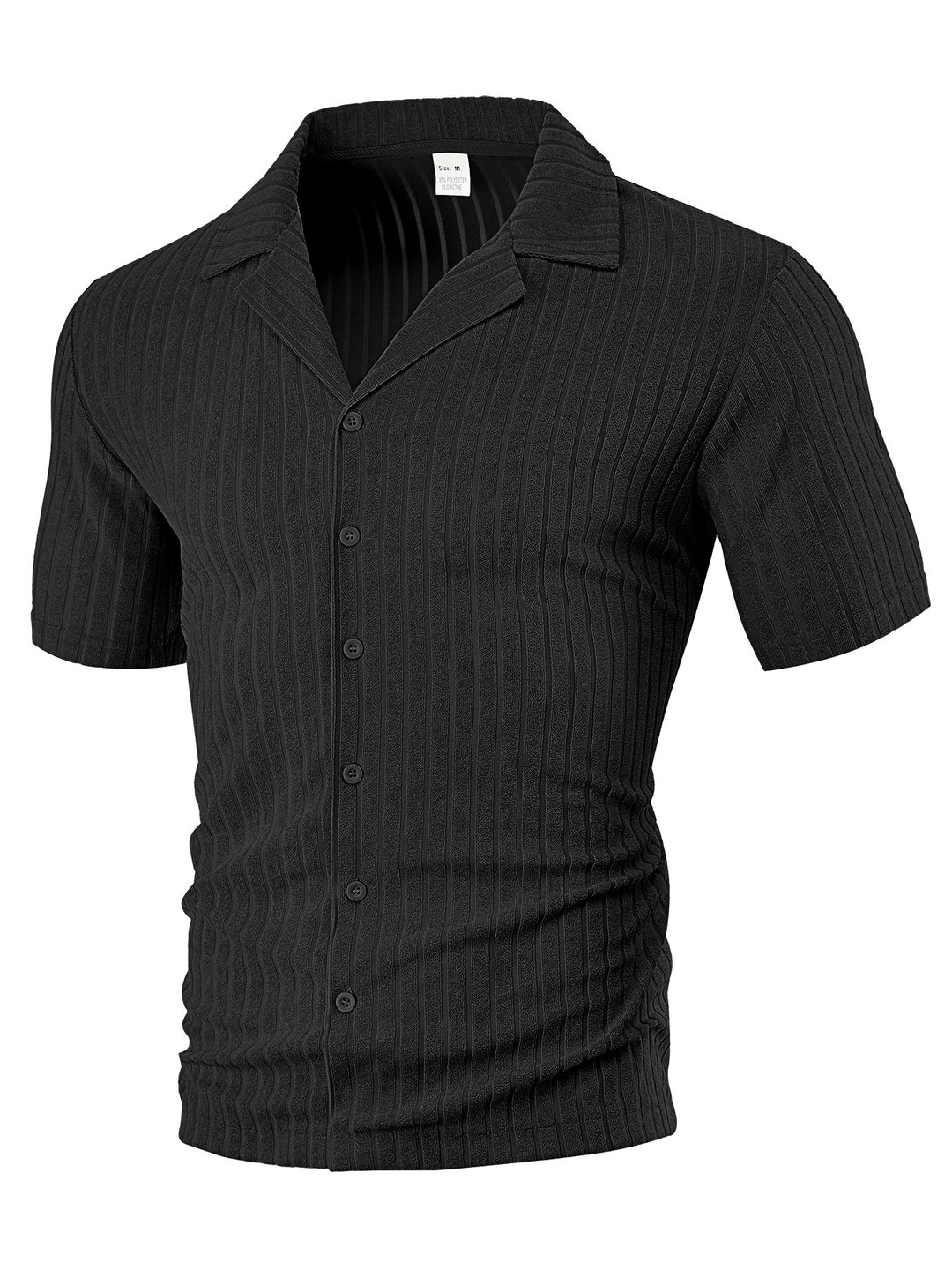 Men's fine ribbed short-sleeve knitted shirt with notch collar and full-button placket Mune Fashion