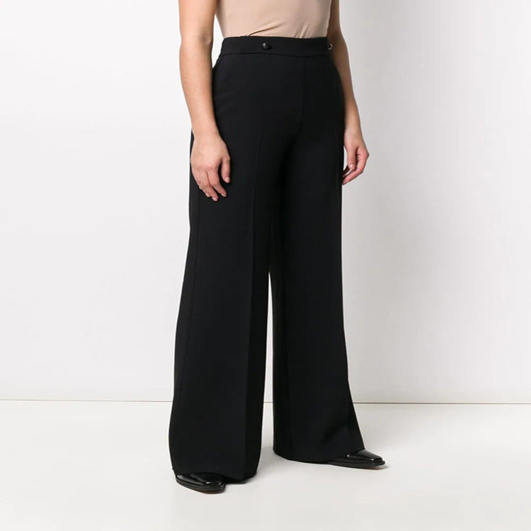Women's High-Waisted Tailored Palazzo Trousers with Crease and Wide Leg Mune Fashion