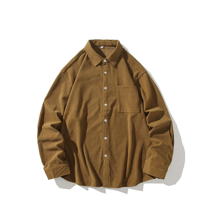 Men's Oversized Corduroy Shirt Jacket with Chest Pocket and Relaxed Fit Mune Fashion