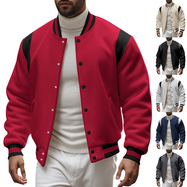 Men's nan College baseball jacket with snap button placket, ribbed collar and contrasting yokes Mune Fashion