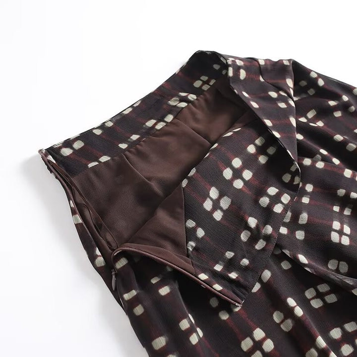 Women's flowing maxi skirt made of chiffon with geometric all-over print and high waist Mune Fashion