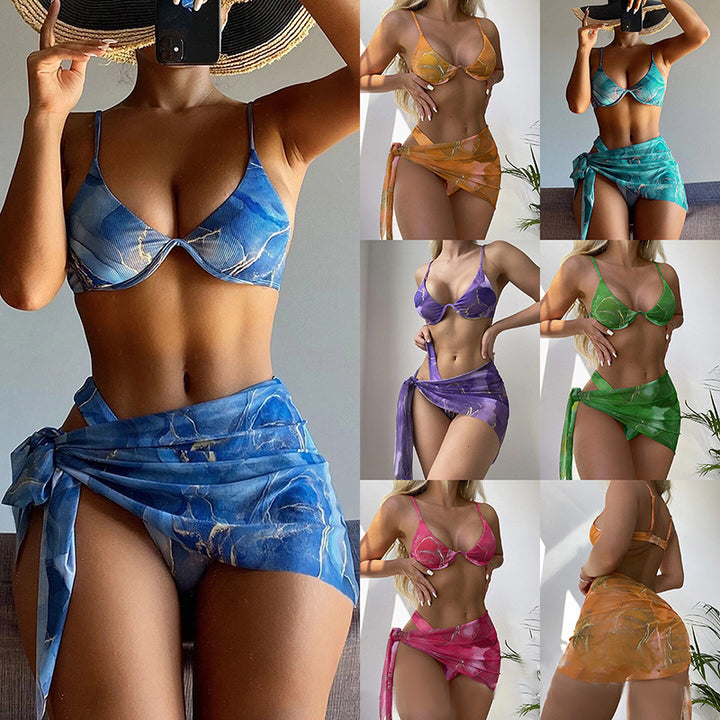 Women's Triangle Bikini with Stylish Wrap Skirt Mune Fashion