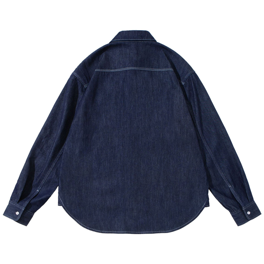 Unisex Oversized-Denim-Shirt Jacket with Overlay Chest Pockets Mune Fashion