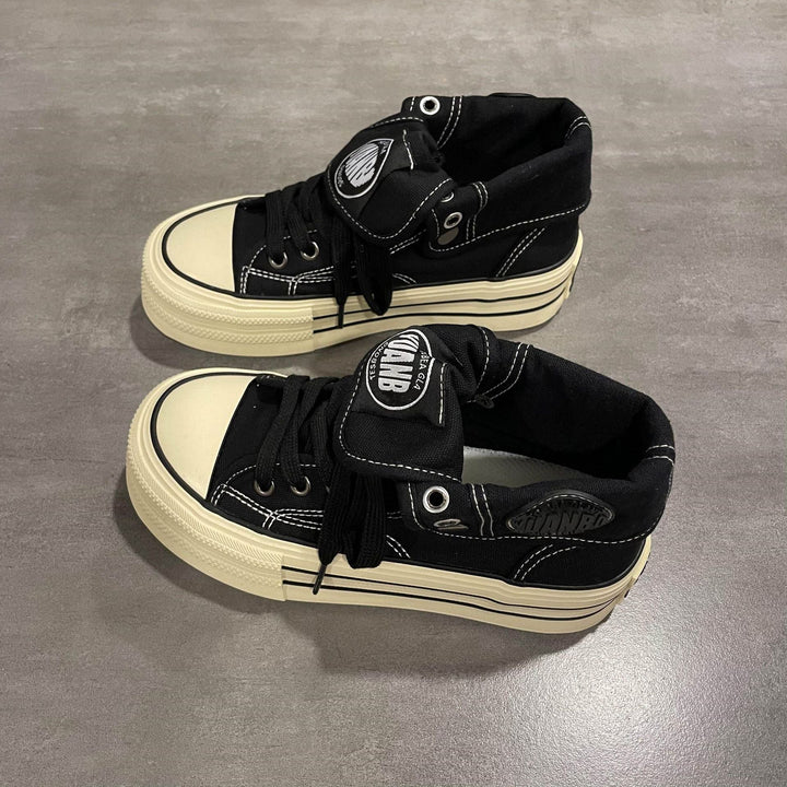 Women's High-Top Sneakers with Thick Rubber Sole and Side Zipper Mune Fashion