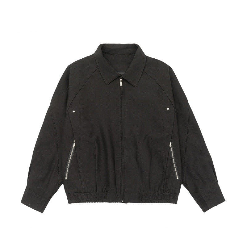 Men's Boxy Transitional Jacket with Shirt Collar, Raglan Sleeves, and Zipper Pockets Mune Fashion