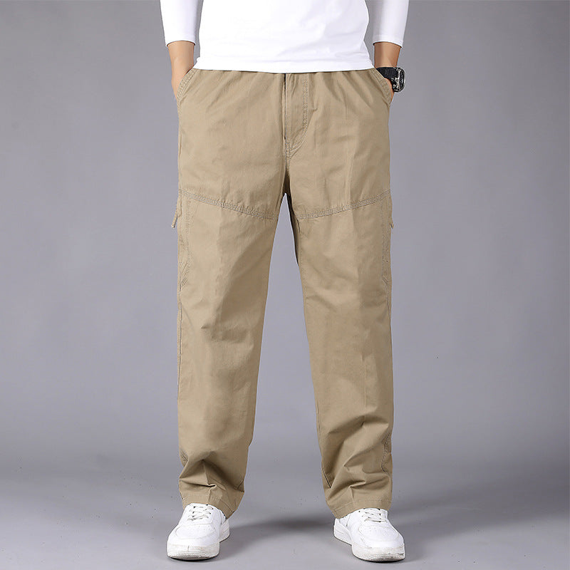 Men's loose-fitting cargo pants with elastic drawstring waistband, knee patches & zip pockets Mune Fashion