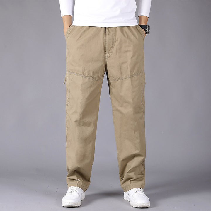 Men's loose-fitting cargo pants with elastic drawstring waistband, knee patches & zip pockets Mune Fashion