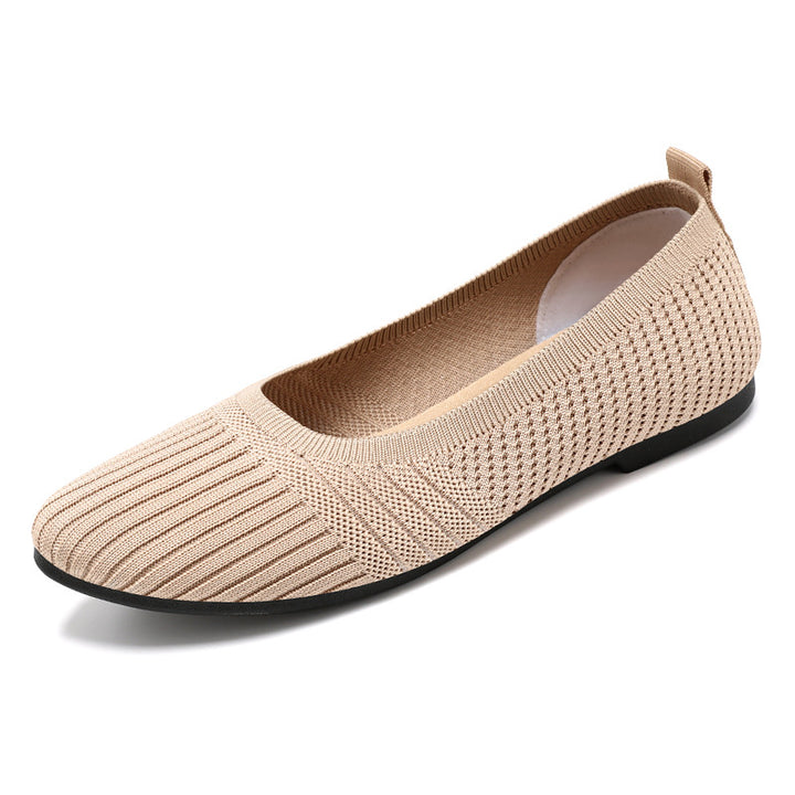 Women's knitted ballerina slip-on with sock-like shaft, memory comfort insole, and flexible non-slip outsole Mune Fashion