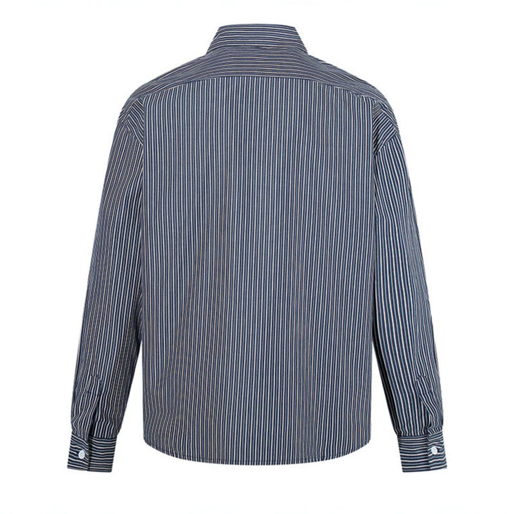 Men's Striped Oversized Shirt made of Cotton Blend with Kent Collar and Chest Pocket Mune Fashion