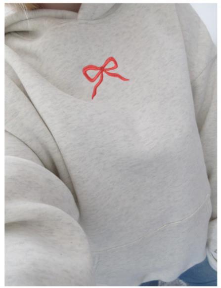 Women's hoodie with floral embroidery design and printed hood lining Mune Fashion