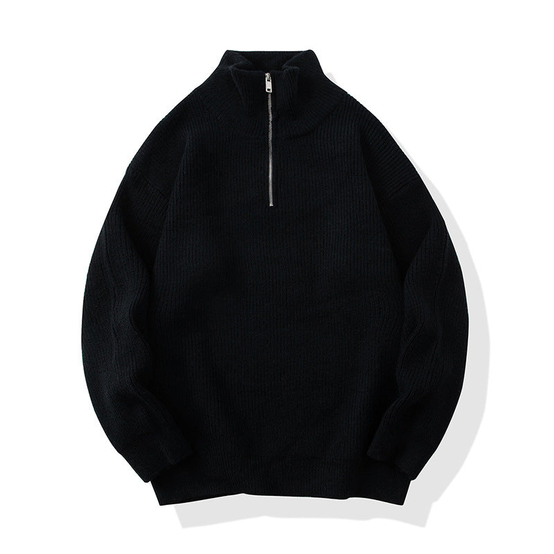 Women's High-Quality Knit Sweater with Stand-Up Collar and Zipper Mune Fashion