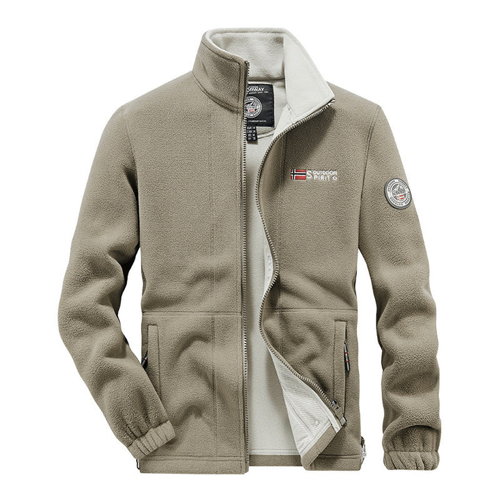 Men's fleece outdoor jacket with full-length zipper, stand collar and zippered pockets Mune Fashion