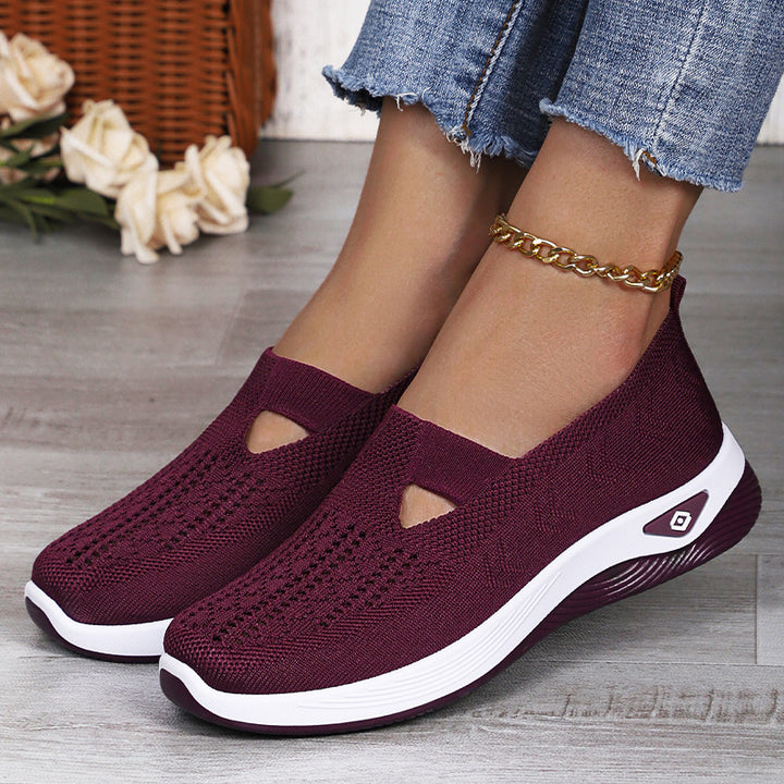 Ladies nan lightweight breathable knitted slip-ons with memory foam and non-slip outsole Mune Fashion