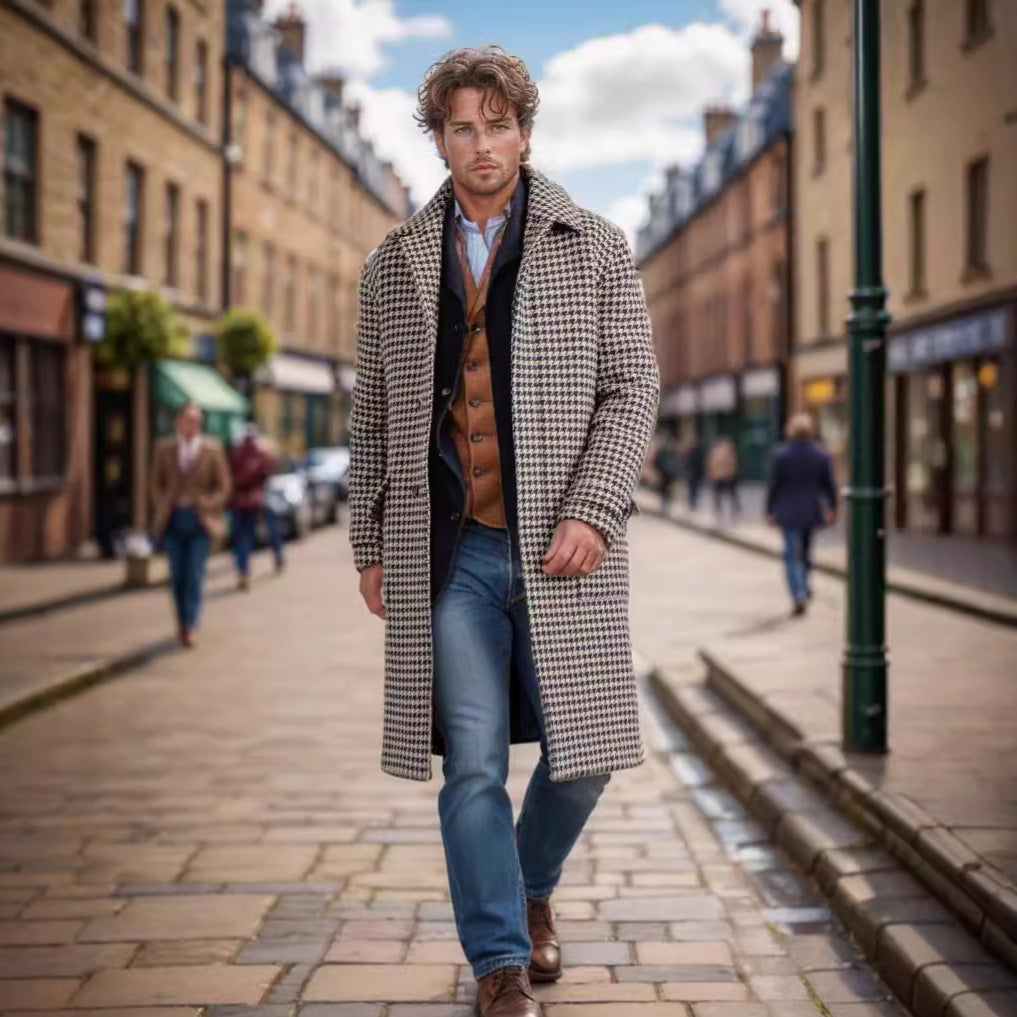 Men's fitted wool coat with patch pockets and lapel collar Mune Fashion