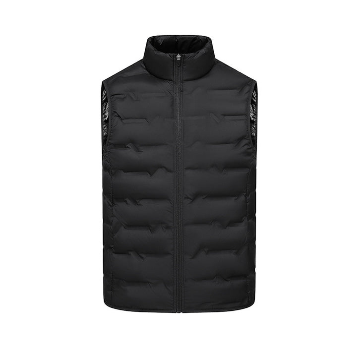 Men's Lightweight Down Look Vest with High Collar, Heat Panels & Concealed Insert Pockets Mune Fashion