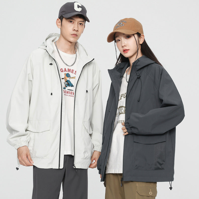 Women Oversize Windbreaker Jacket with Hood and Cargo Pockets Mune Fashion