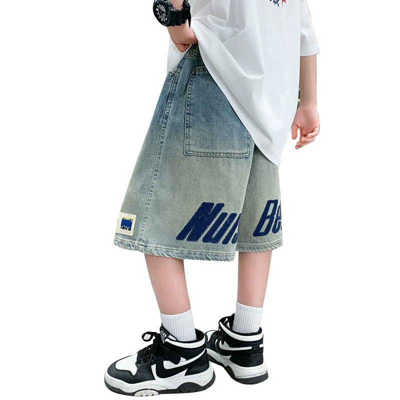 Boys casual denim cargo shorts with practical pockets Mune Fashion