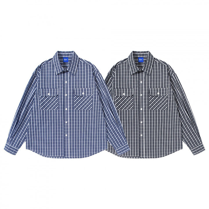 Men's loose-fitting checkered shirt with double breast pockets Mune Fashion