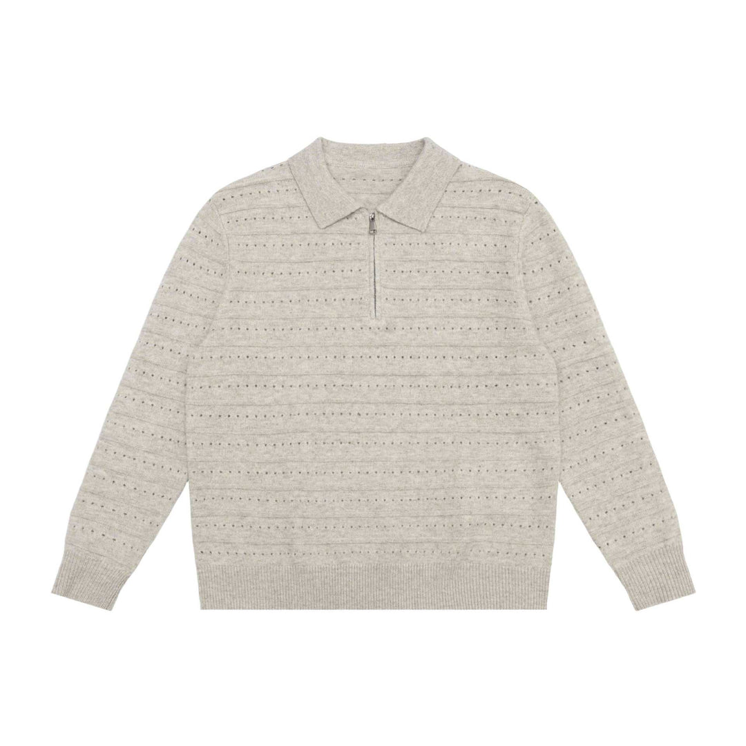 Men's knit polo shirt with half zipper and structured knit Mune Fashion