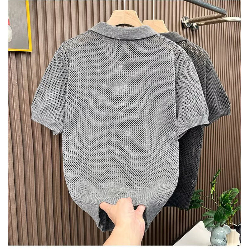 Men's Breathable Knitted Polo Shirt Mune Fashion