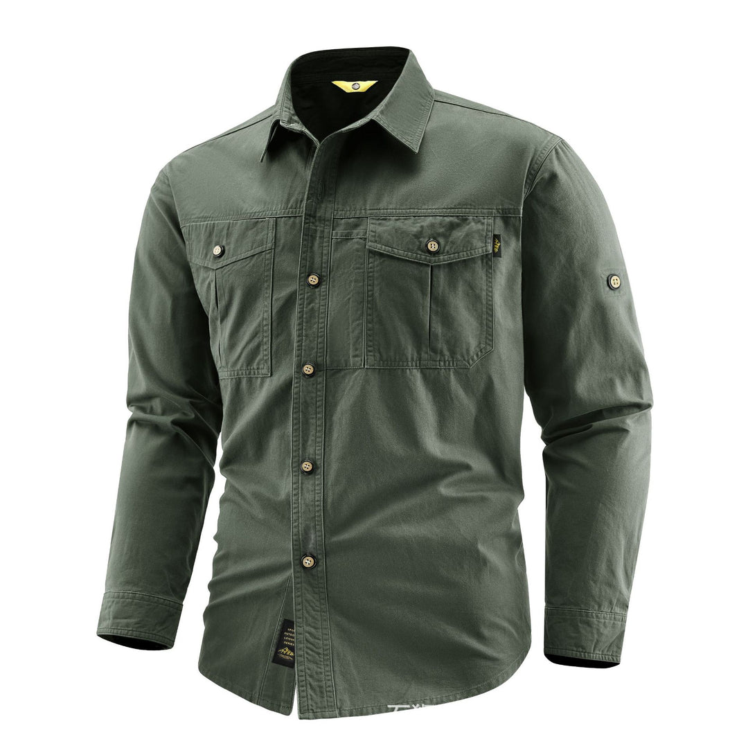 Men's Canvas Overshirt in Field Style with Chest Flaps and Full Button Placket Mune Fashion